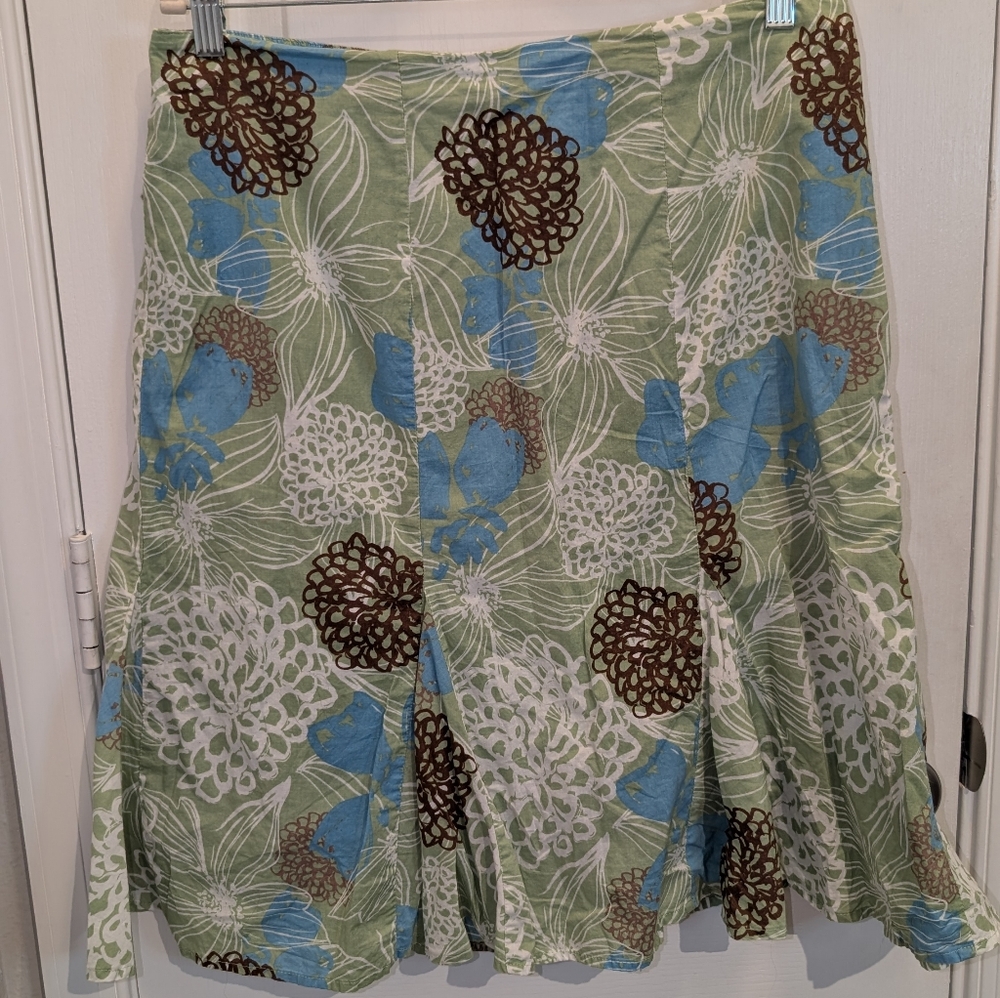 Jaclyn Smith Green Floral Midi Skirt Size Large